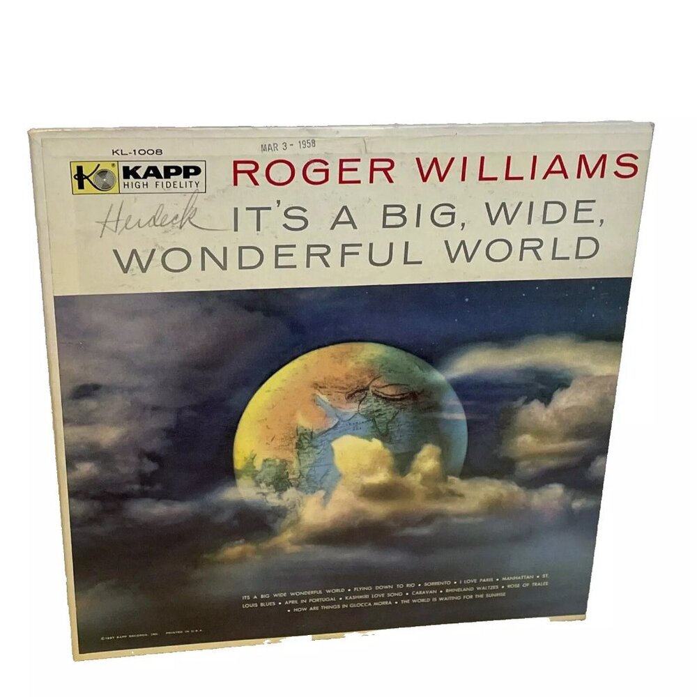 Roger Williams It's A Big Wide Wonderful World (Vinyl, 1957) Kapp KL1008 VG+ LP